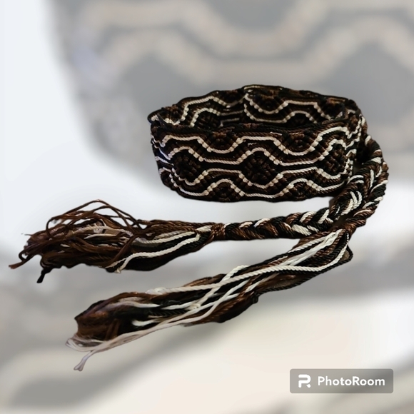 VTG Macrame Tightly Woven Ethnic Braided Tassel Festival Belt Sash main image 6
